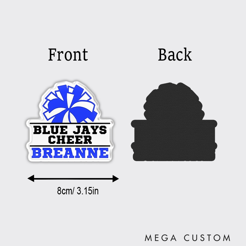 Personalized Sport Cheerleader Fridge Magnets Customize with Your Team Name and Text