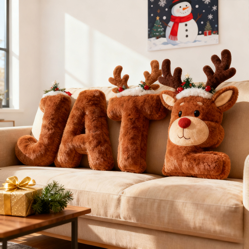 Personalized Christmas Tree Pillow Gingerbread Family Pillow Christmas Reindeer Pillow Holiday Decor Gift Christmas Gift