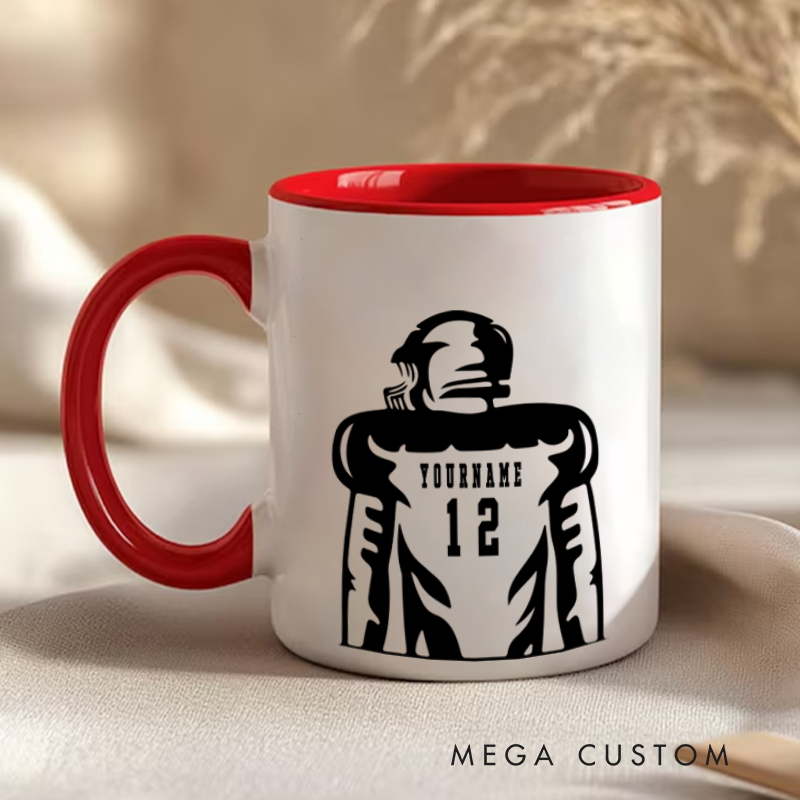 [Copy]Personalized American Football Mug with Action Pose and Custom Name Design