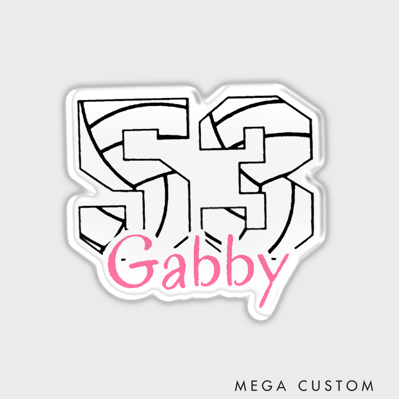 Personalized Volleyball Number Fridge Magnets with Custom Player Name and Number