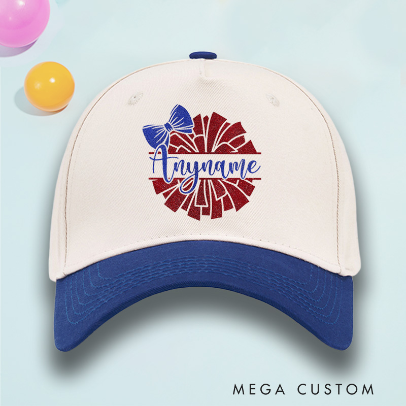 Personalized Cheerleader Name Cotton Two Tone Cap with Custom Name for Fans