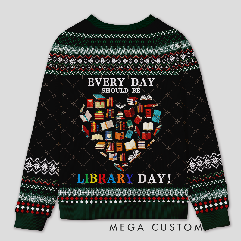 Personalized Library Day Celebration Ugly Sweater Office Holiday Party Gift for Librarians