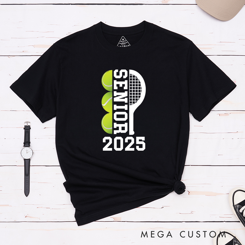 Personalized Senior Tennis T-Shirt with Graduation Year and Custom Name
