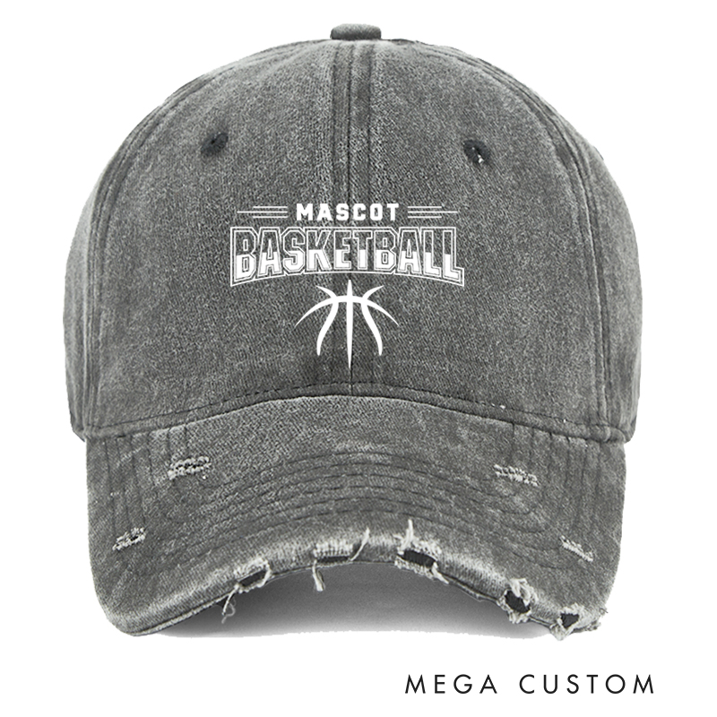 Personalized Mascot Basketball Distressed Cap with Custom Team Design