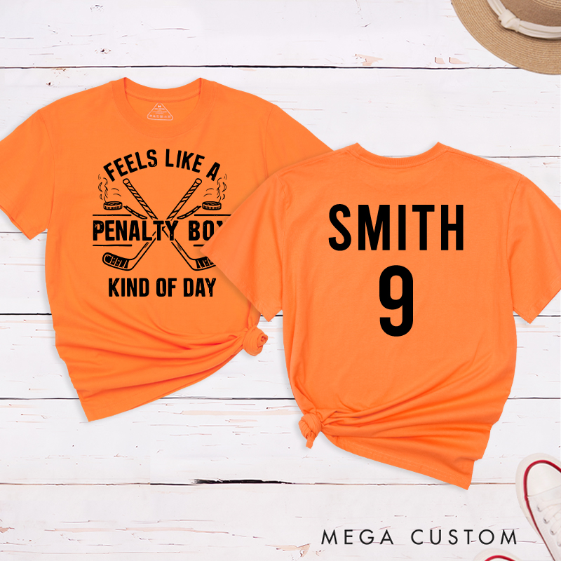 Personalized "Penalty Box Kind of Day" Hockey T-Shirt with Custom Name and Number