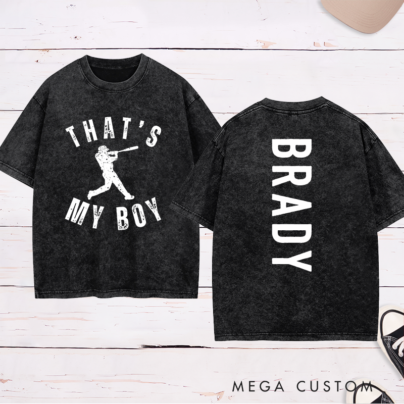 Personalized That's My Boy Baseball Washed T-Shirt with Name