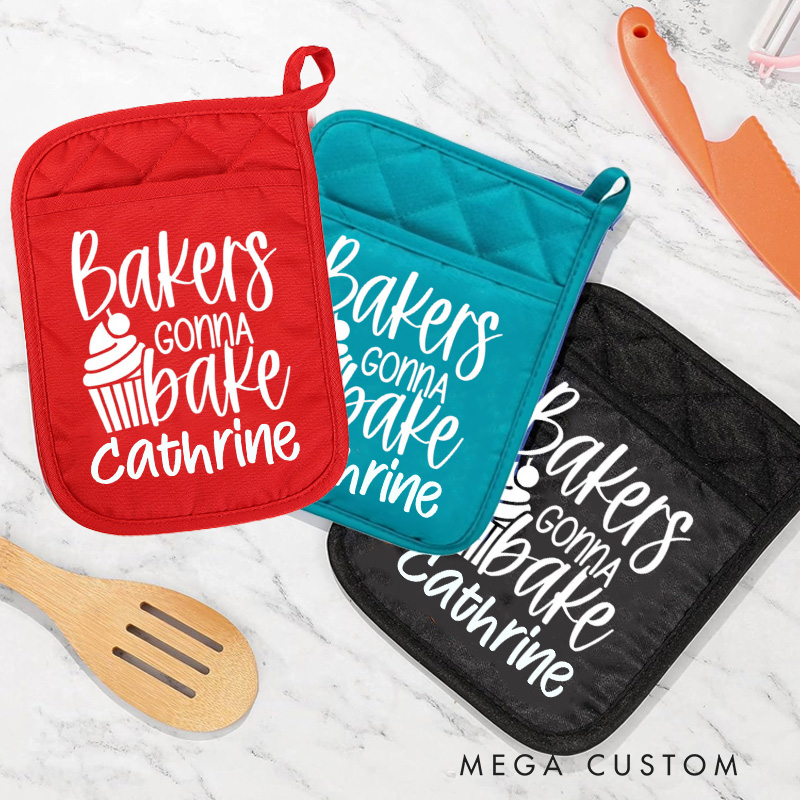 Personalized Bakers Gonna Bake Pot Holders Custom Cake Potholder with Name Gift Baking Lovers Gift Baker Gift