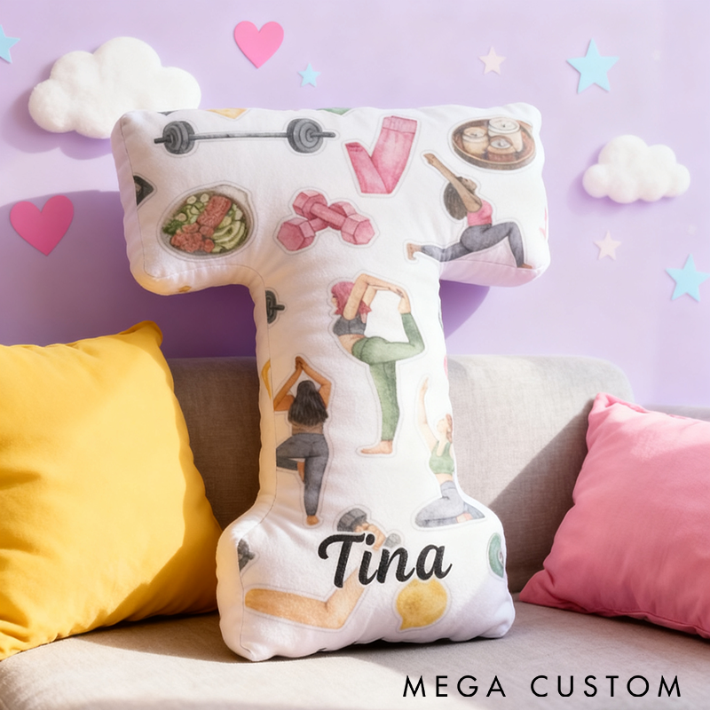 Personalized Fitness Yoga Pillow Funny Yoga Pillow Custom Name with Healthy Lifestyle Design Graphic 3D Print Ideal for Meditation Relaxation and Home Decor 
