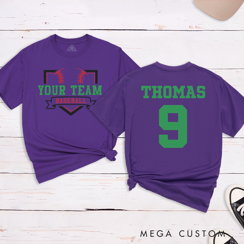 Personalized Team Name Baseball Home Plate Design T-Shirt