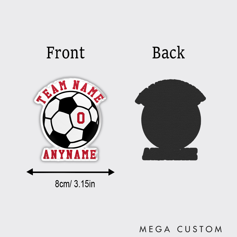 Personalized Soccer Team Fridge Magnet Custom Ball Design with Name and Number 