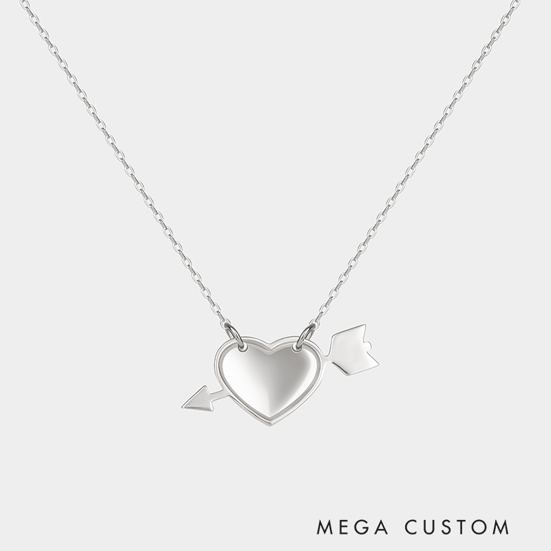 Personalized Heart and Arrow Necklace – Custom Initials Love Pendant 925 Sterling Silver Gifts for Her