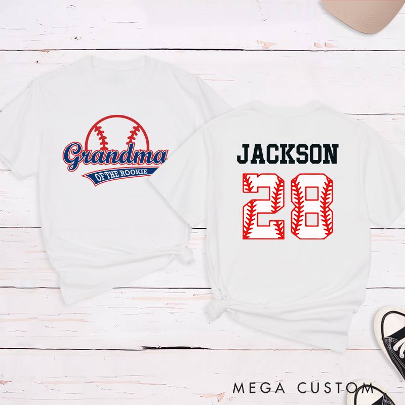 Personalized Baseball Name and Number T-Shirt for Grandma