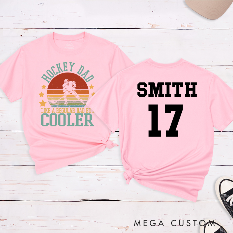 Personalized "Hockey Dad" Retro T-Shirt with Custom Name and Number