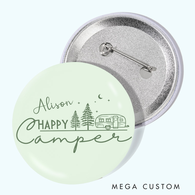 Personalized Happy Camper Pin Camping Hiking Lovers Pin Badge Gift Nature Outdoor Adventure Lovers Gift