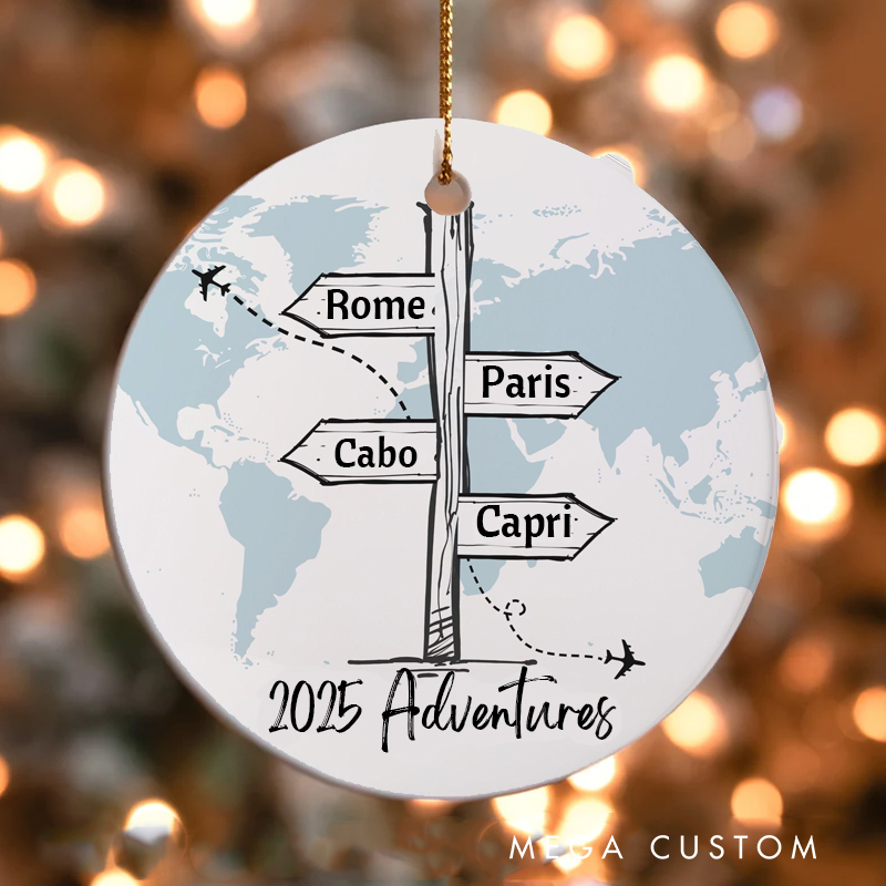 Personalized Adventures Christmas Ornament Gift for Traveling Lovers Christmas Decoration Gift for Travel Lovers
