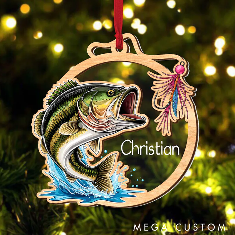 Personalized Bass Fishing Christmas Ornament Fishing Christmas Keepsake Fishing Lover Gift Fisherman Ornament Perfect Gift for Fishing Enthusiasts