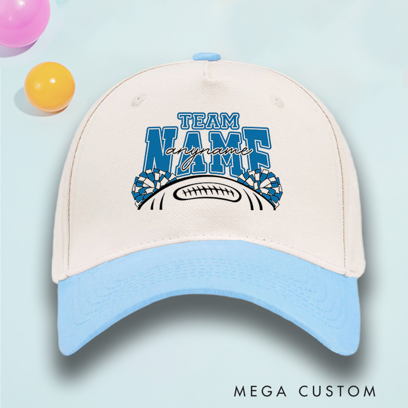 Personalized American Football Cheer Cotton Two Tone Cap with Custom Player Team Name and Player Name