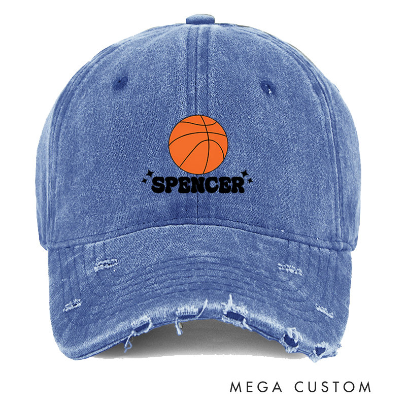 Personalized Basketball Distressed Cap with Custom Name Design