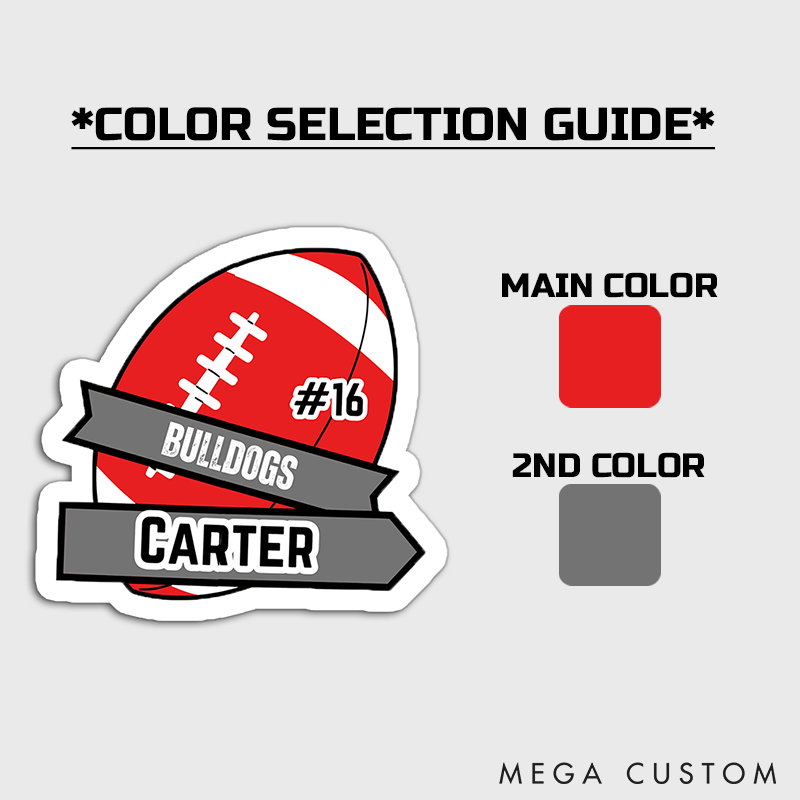 Personalized American Football and Rugby Sticker with Custom Team Name, Player Name and Number