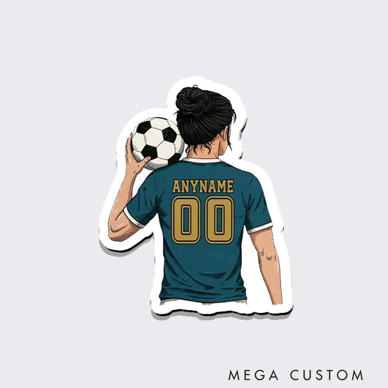 Personalized Women's Soccer Jersey Fridge Magnet Custom Name and Number Decal