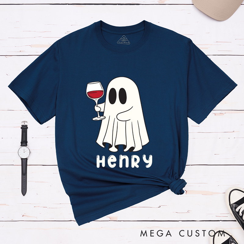 Personalized Ghost with Wine Halloween Shirt Mr and Mrs Ghost Funny Couple Matching Shirt