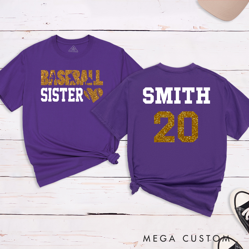 Personalized Baseball T-Shirt with Heart Graphic and Custom Name and Number