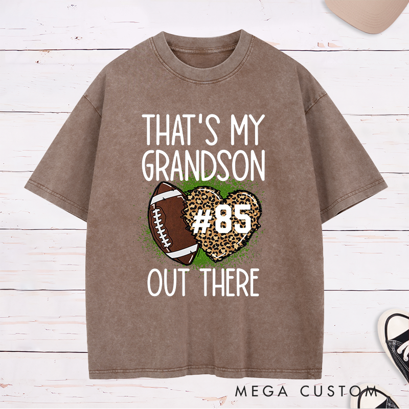 Personalized Leopard Print American Football and Rugby Washed T-Shirts for Grandma T-Shirts with Custom Number