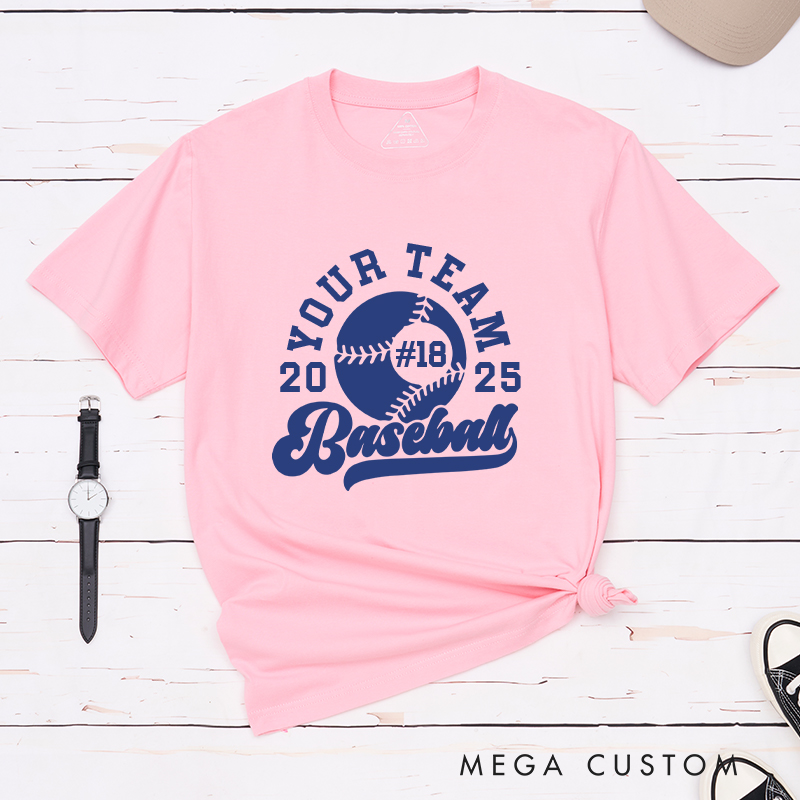 Personalized Baseball T-Shirt with Custom Team Name Player Number and Year Design