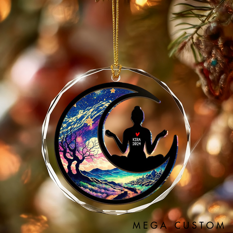 Personalized Yoga Ornament Yoga Meditation Ornament Funng Yoga Ornament Custom Name and Time Perfect Gift for Yoga Enthusiasts