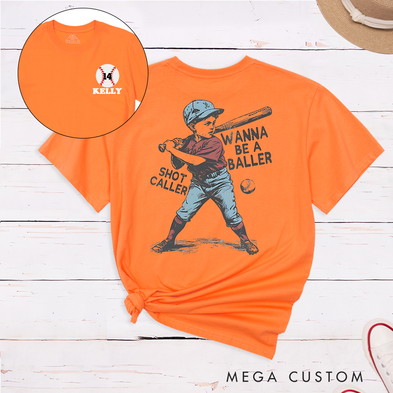Personalized "Wanna Be a Baller" Vintage Baseball T-Shirt with Custom Name and Number  