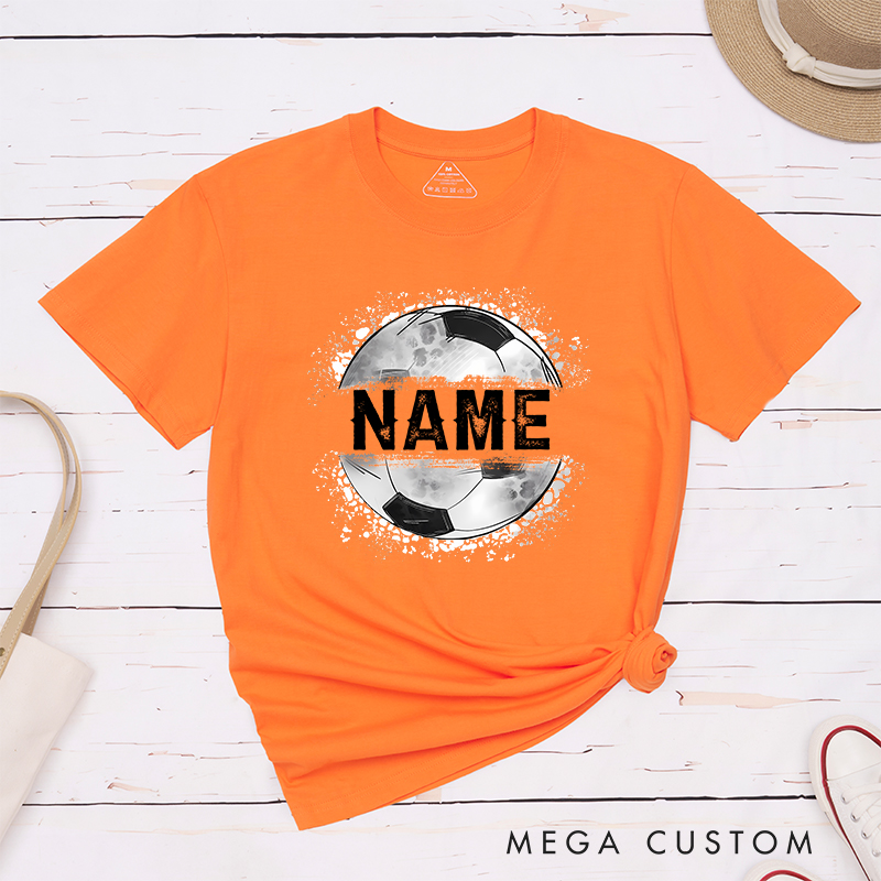 Personalized Athletic T-Shirt with Soccer Ball Graphic and Name  