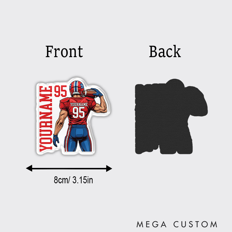 Personalized American Football Fridge Magnets with Custom Your Name and Number on the Back
