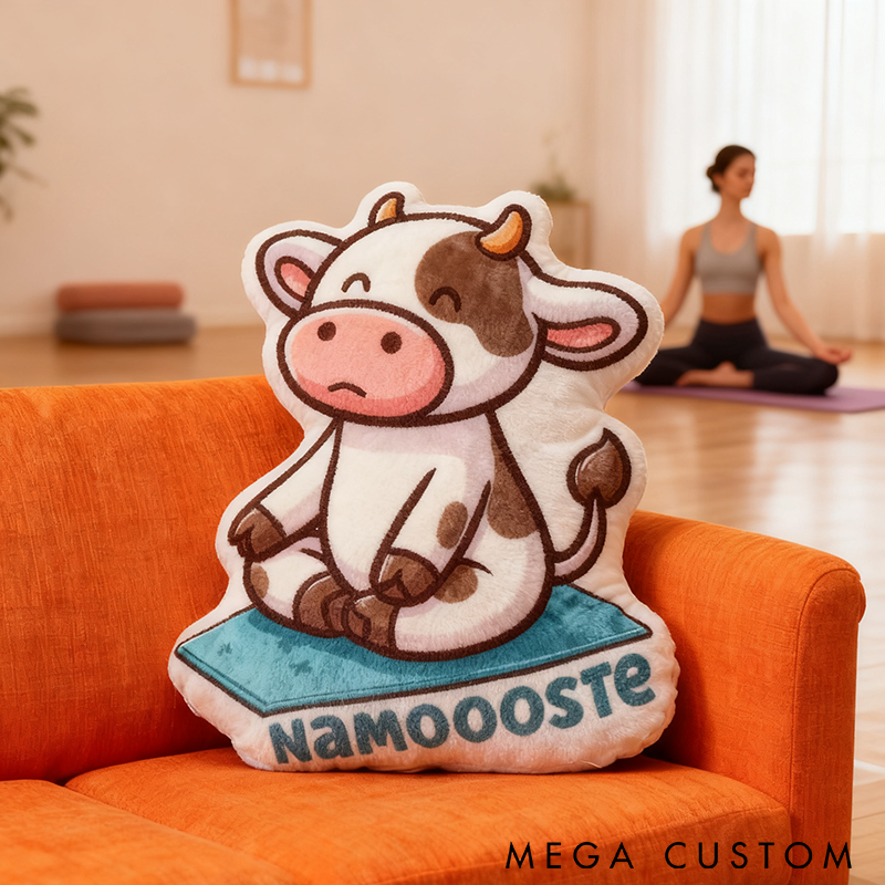 Personalized Yoga Cow Pillow Funny Yoga Pillow Funny Yoga Meditation Pillow Graphic 3D Print Perfect for Yoga Enthusiasts and Cozy Home Decor    