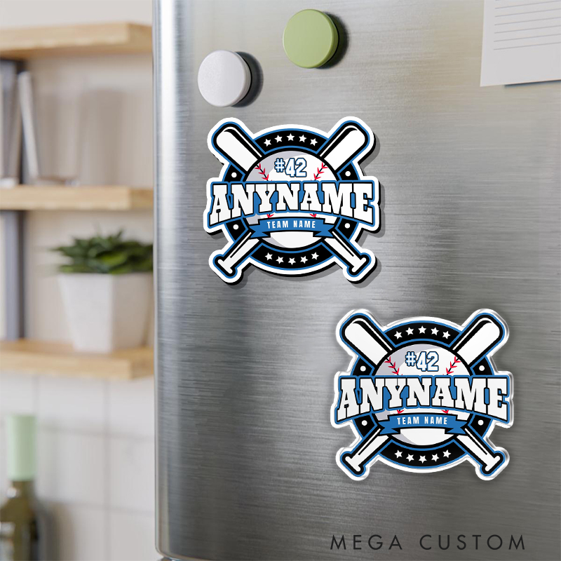 Personalized All Star Baseball Fridge Magnet with Custom Name and Team