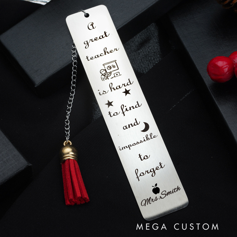 Personalized Engraved Bookmark for Teacher Stainless Steel Bookmark Teacher Appreciation Gift Graduation Gift for Teacher