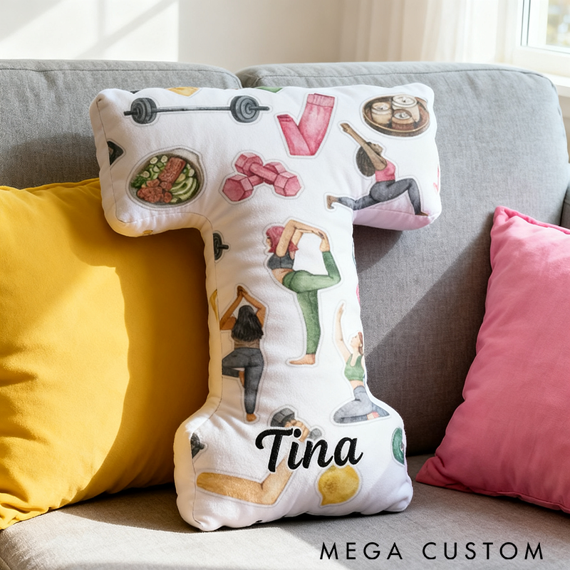 Personalized Fitness Yoga Pillow Funny Yoga Pillow Custom Name with Healthy Lifestyle Design Graphic 3D Print Ideal for Meditation Relaxation and Home Decor 