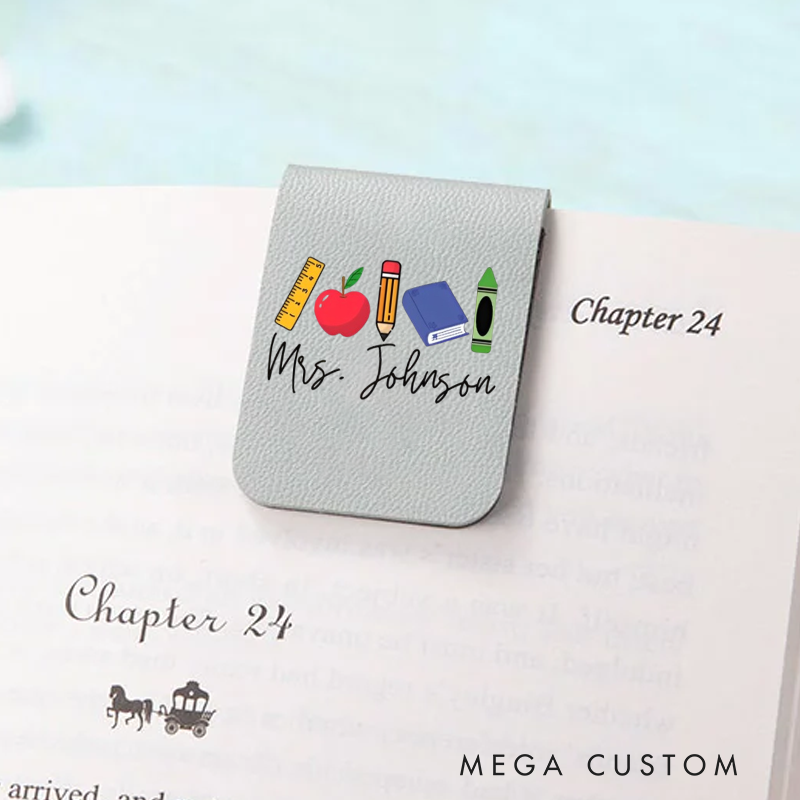 Personalised Leather Magnetic Bookmark for Teacher Cute Bookmark Gift Teacher Appreciation Gift Book Lover Gift 