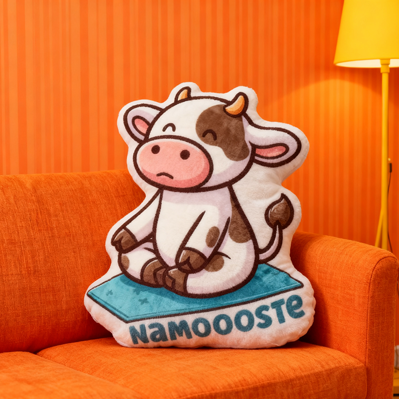 Personalized Yoga Cow Pillow Funny Yoga Pillow Funny Yoga Meditation Pillow Graphic 3D Print Perfect for Yoga Enthusiasts and Cozy Home Decor    