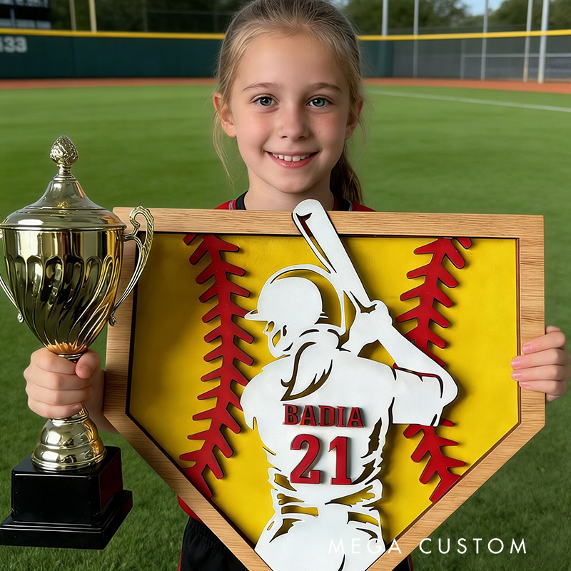 Personalized Softball Name Sign 3D Softball Plaque Gift for Softball Lovers Softball Girls