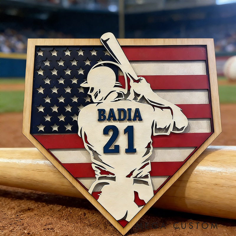 Personalized Baseball Name Sign 3D Baseball Plaque Gift for Baseball Lovers