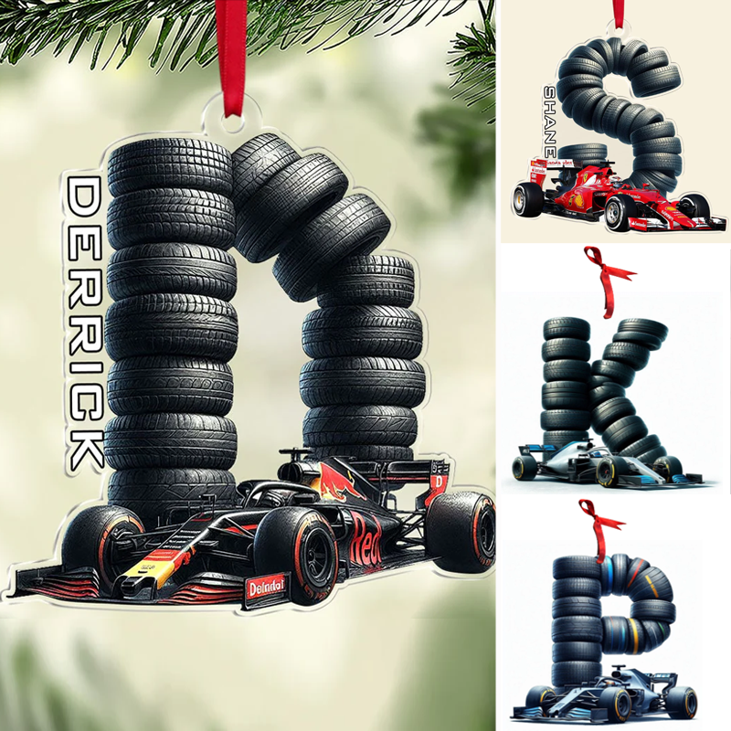 Personalized Racing Car Ornament Custom Initial or Name Sports Car Christmas Decoration Gift for Racing Fans