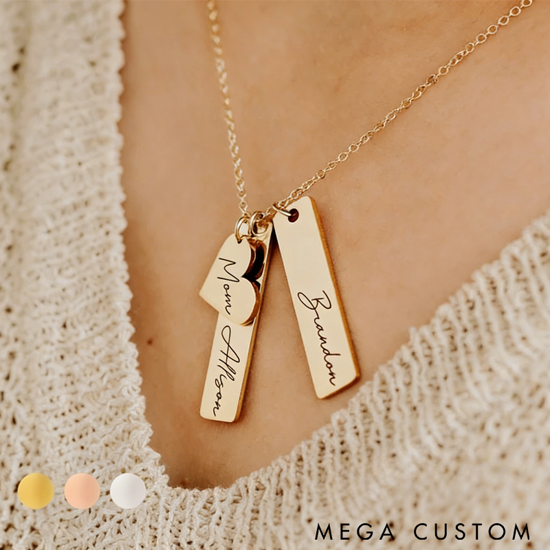 Personalized Name Bar Necklace Custom Engraved Pendant Unique Gift for Women Mom or Loved Ones