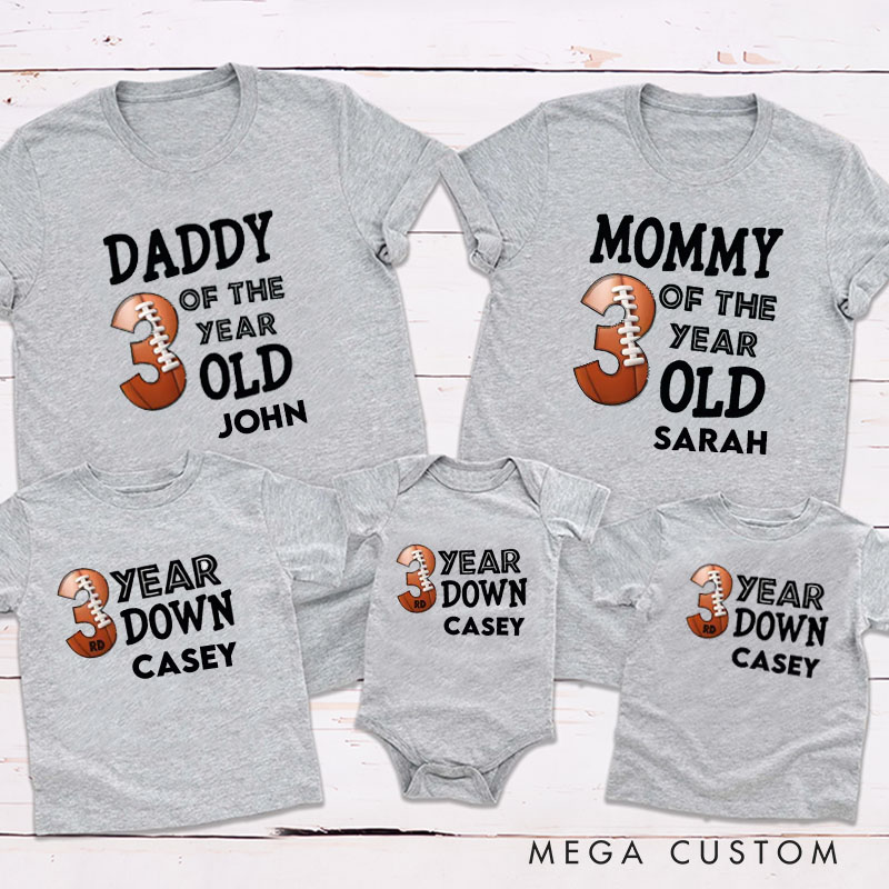 Personalized Football Birthday Party Number on the Shirt Family Matching Outfit 