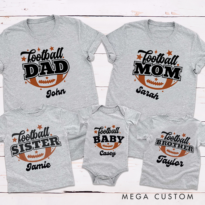 Personalized Cute Star on Shirt Football Crew Family Matching Outfit