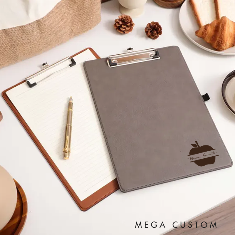 Personalized Double-Sided Leather Clipboard for Teachers Apple Design Clipboard Stylish and Practical Gift for Teachers