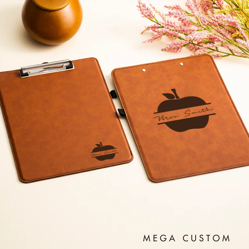 Personalized Double-Sided Leather Clipboard for Teachers Apple Design Clipboard Stylish and Practical Gift for Teachers