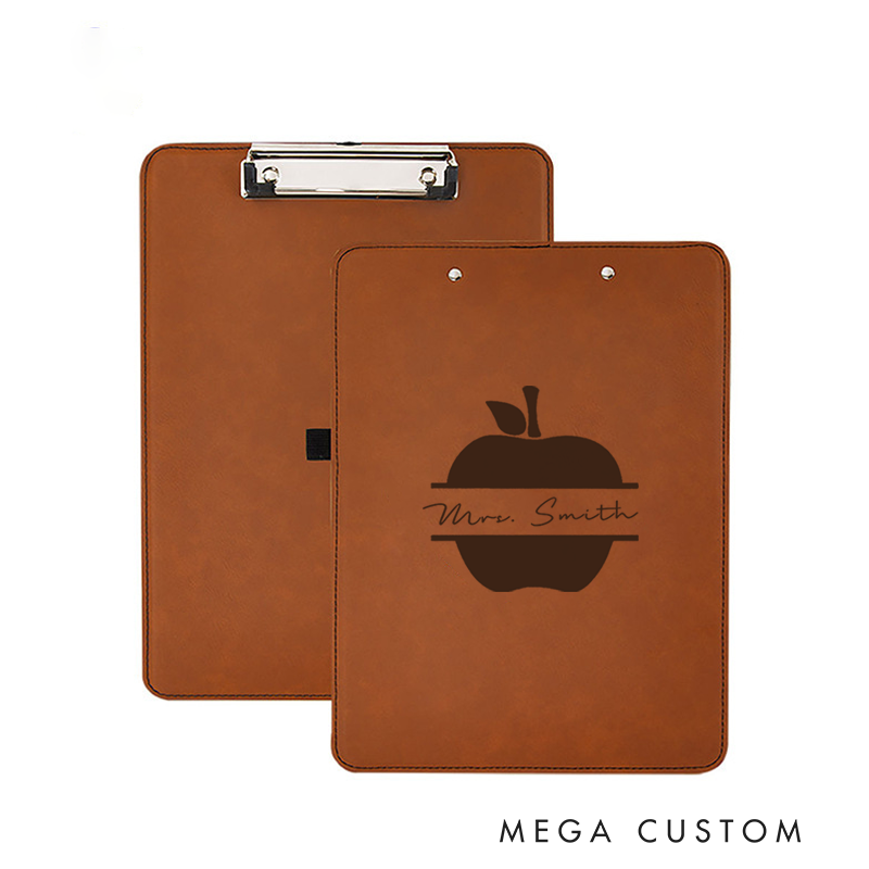 Personalized Double-Sided Leather Clipboard for Teachers Apple Design Clipboard Stylish and Practical Gift for Teachers