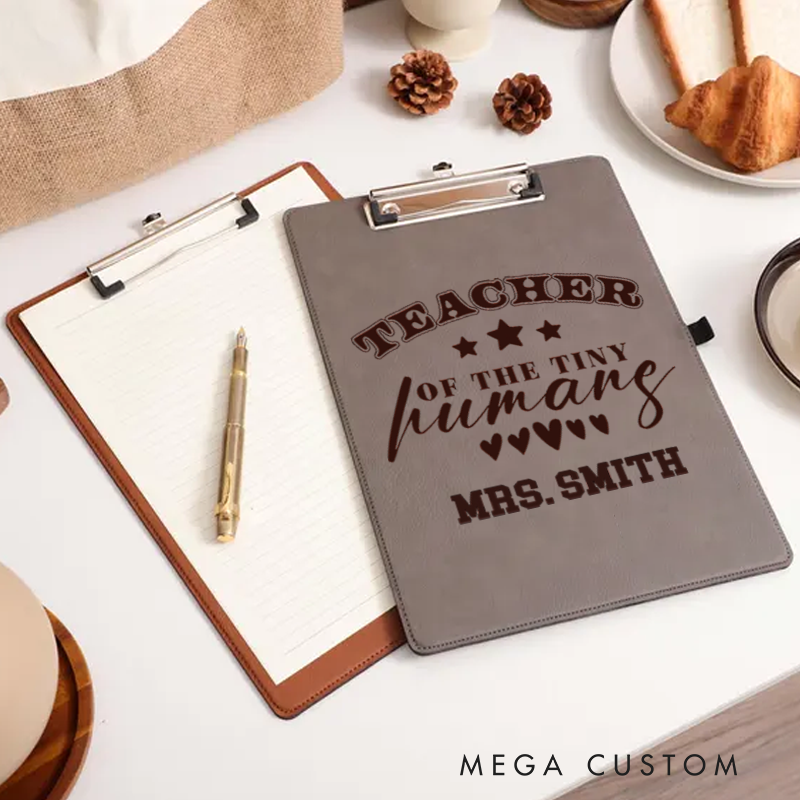 Personalized Leather Clipboard for Teachers Cute Teacher of the Tiny Humans Design Clipboard Stylish and Practical Gift for Teachers