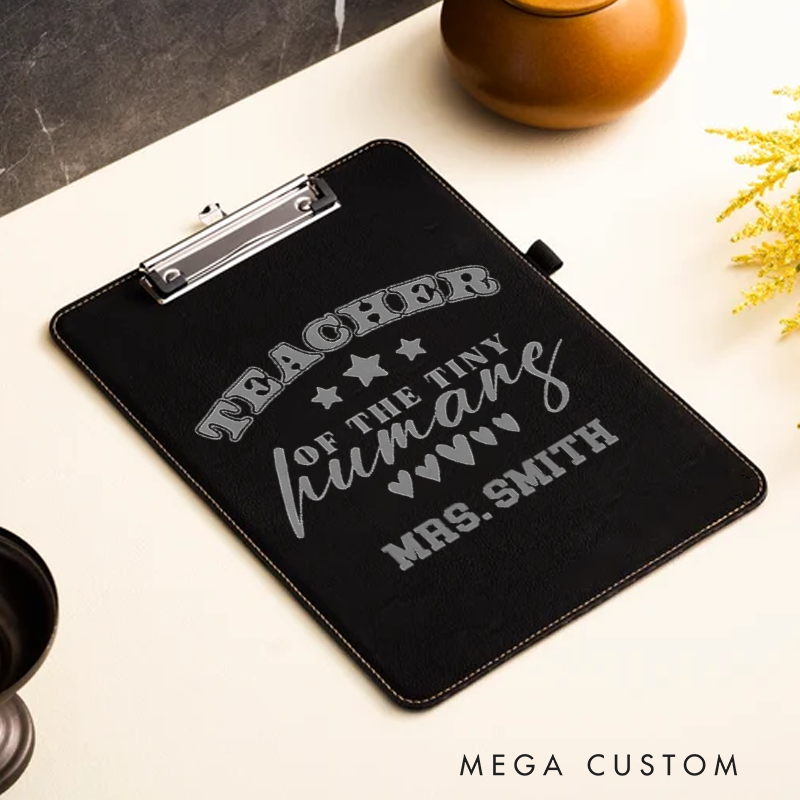 Personalized Leather Clipboard for Teachers Cute Teacher of the Tiny Humans Design Clipboard Stylish and Practical Gift for Teachers