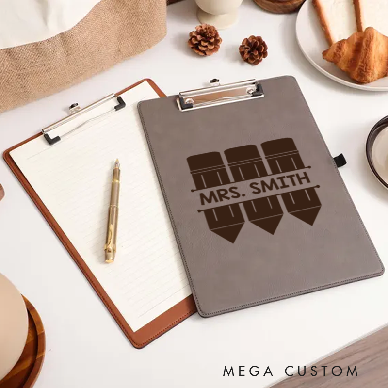 Personalized Leather Clipboard for Teachers Pencil Design Clipboard Stylish and Practical Gift for Teachers